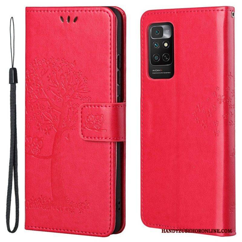 Flip Case Für Xiaomi Redmi Note 11 / 11S Mit Kordel Tangabaum Und Eulen