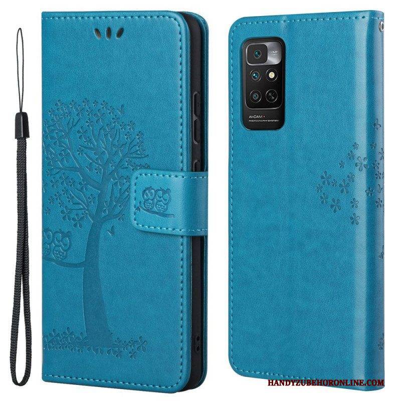 Flip Case Für Xiaomi Redmi Note 11 / 11S Mit Kordel Tangabaum Und Eulen