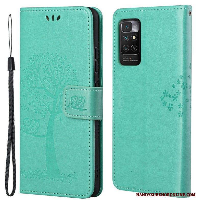 Flip Case Für Xiaomi Redmi Note 11 / 11S Mit Kordel Tangabaum Und Eulen