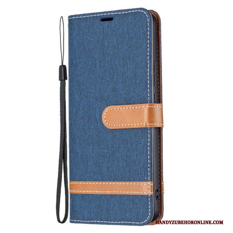 Flip Case Für Xiaomi Redmi Note 11 Pro Plus 5G Mit Kordel Armband In Stoff- Und Lederoptik