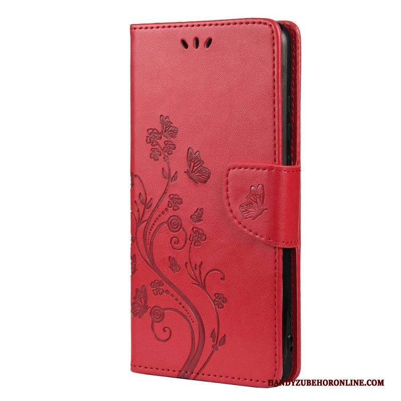 Flip Case Für Xiaomi Redmi Note 11 Pro Plus 5G Schmetterlinge Und Blumen