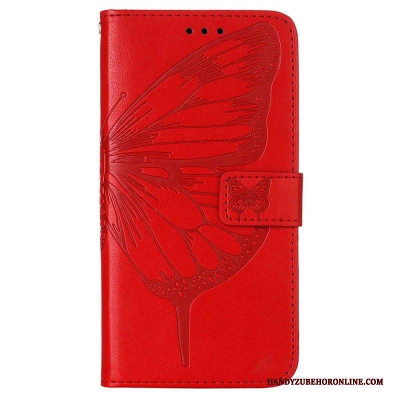 Flip Case Für Xiaomi Redmi Note 11 Pro Plus 5G Schmetterlingsdesign Mit Umhängeband