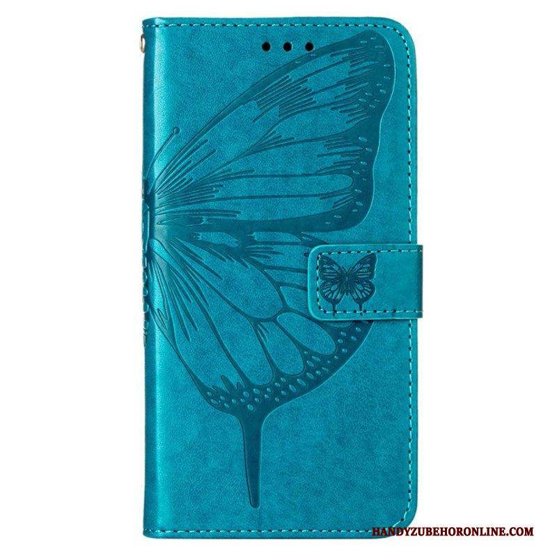 Flip Case Für Xiaomi Redmi Note 11 Pro Plus 5G Schmetterlingsdesign Mit Umhängeband