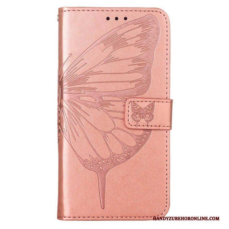 Flip Case Für Xiaomi Redmi Note 11 Pro Plus 5G Schmetterlingsdesign Mit Umhängeband