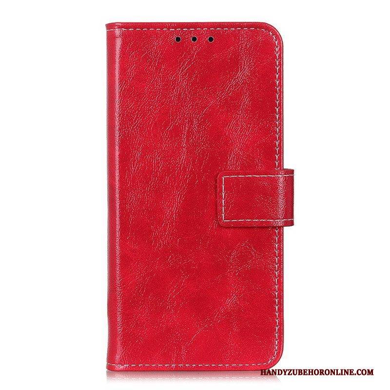 Flip Case Für Xiaomi Redmi Note 12 4G Lackiert Mit Sichtbaren Nähten