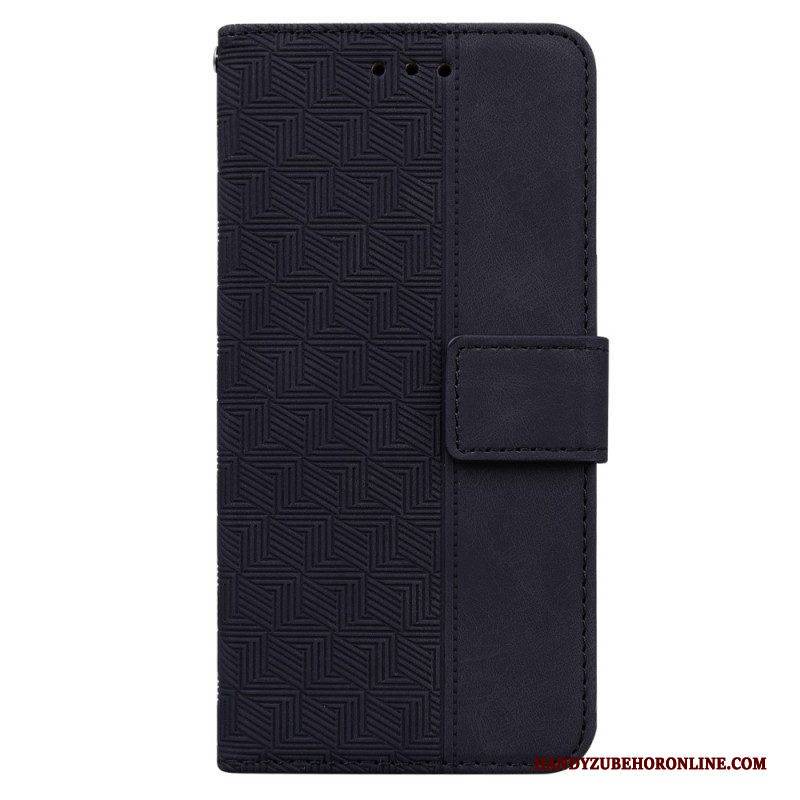 Flip Case Für Xiaomi Redmi Note 12 4G Mit Kordel Riemchenmuster