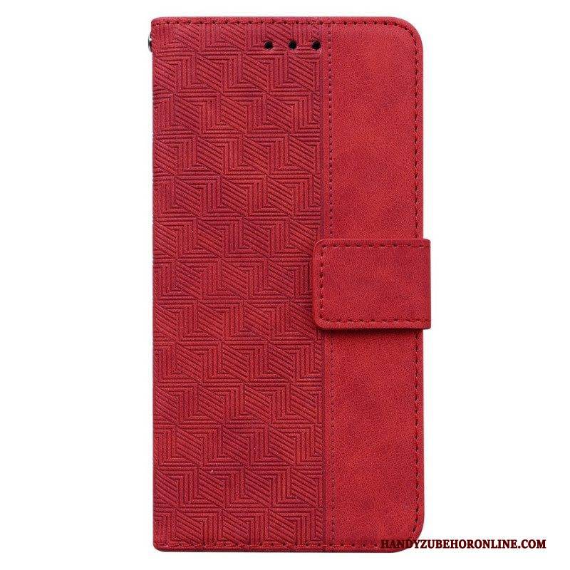 Flip Case Für Xiaomi Redmi Note 12 4G Mit Kordel Riemchenmuster