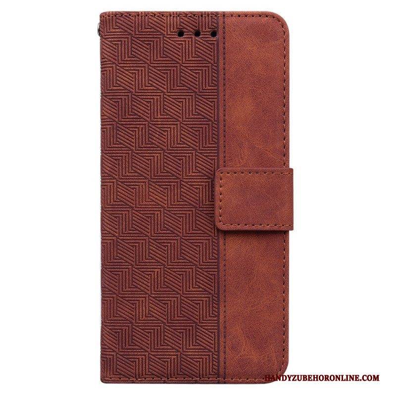 Flip Case Für Xiaomi Redmi Note 12 4G Mit Kordel Riemchenmuster