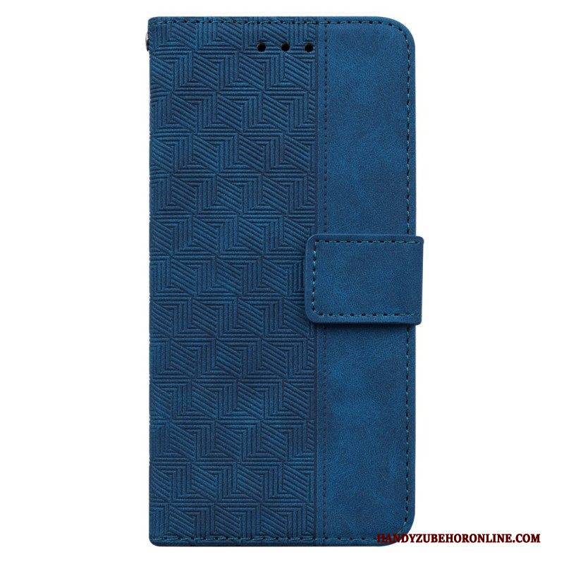 Flip Case Für Xiaomi Redmi Note 12 4G Mit Kordel Riemchenmuster