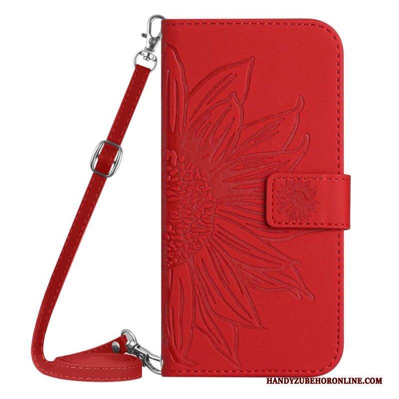 Flip Case Für Xiaomi Redmi Note 12 4G Sonnenblumen-schultergurt