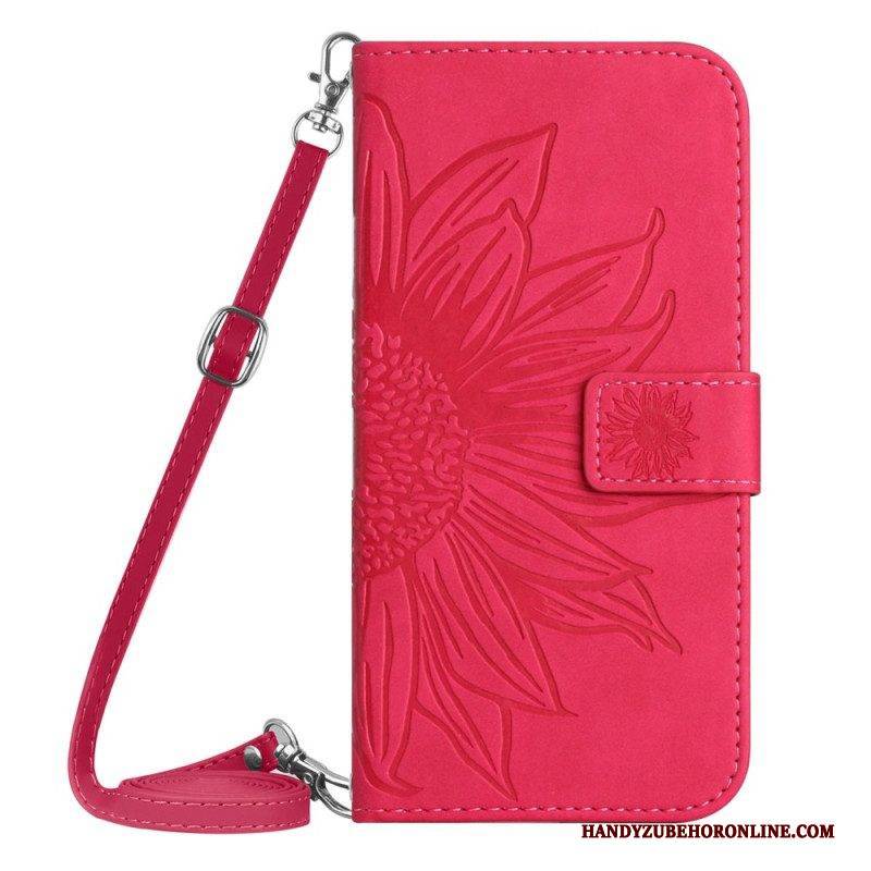 Flip Case Für Xiaomi Redmi Note 12 4G Sonnenblumen-schultergurt