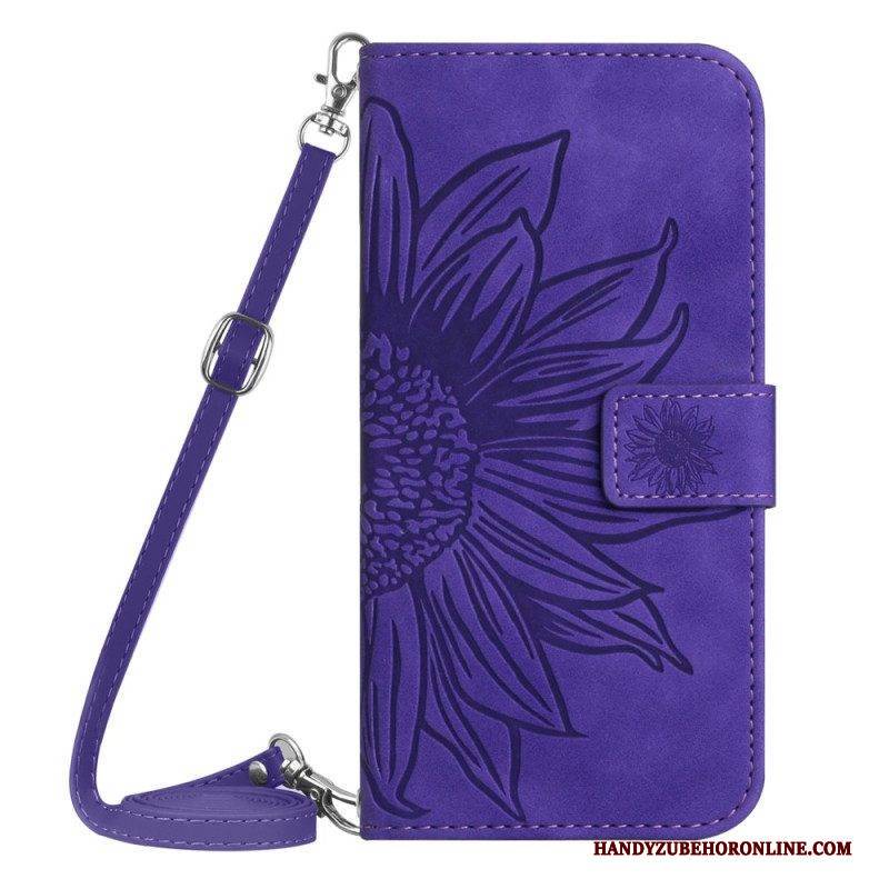 Flip Case Für Xiaomi Redmi Note 12 4G Sonnenblumen-schultergurt