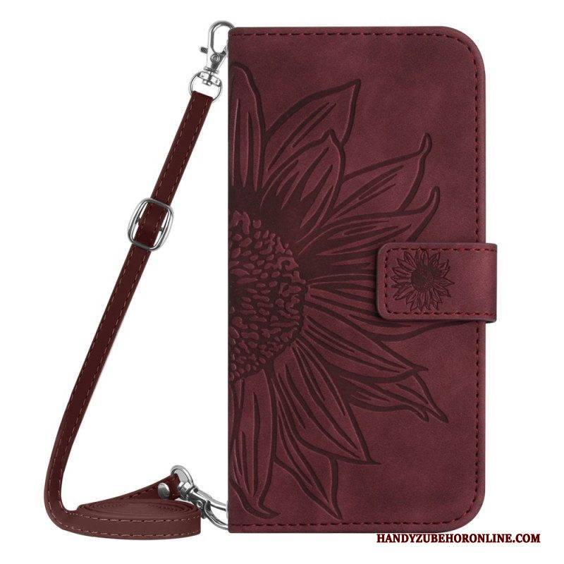 Flip Case Für Xiaomi Redmi Note 12 4G Sonnenblumen-schultergurt