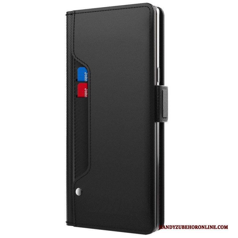 Flip Case Für Xiaomi Redmi Note 12 5G Abnehmbarer Spiegel Und Kartenhalter