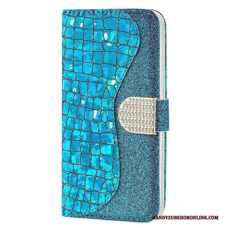 Flip Case Für iPhone 13 Pro Max Krokodildiamanten