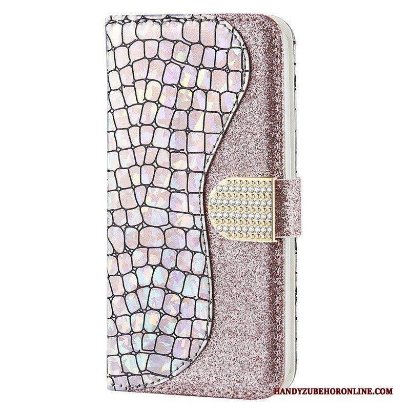 Flip Case Für iPhone 13 Pro Max Krokodildiamanten