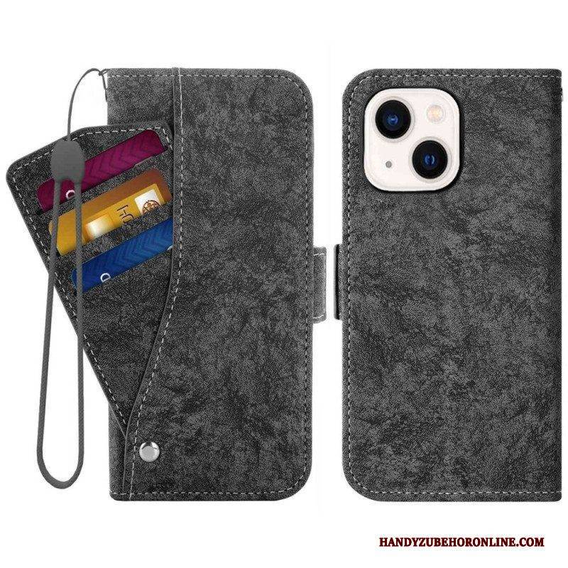 Flip Case Für iPhone 14 Plus Kartenhalter Mit Schiebe- Und Trageband