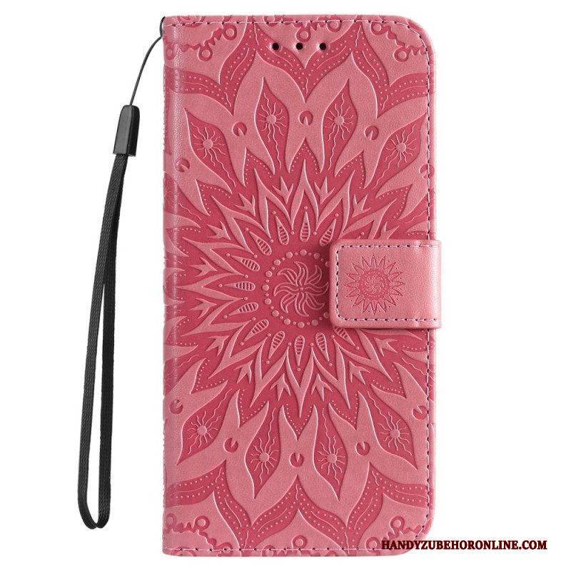 Flip Case Für iPhone 14 Pro Max Mandala-sonne Mit Schlüsselband