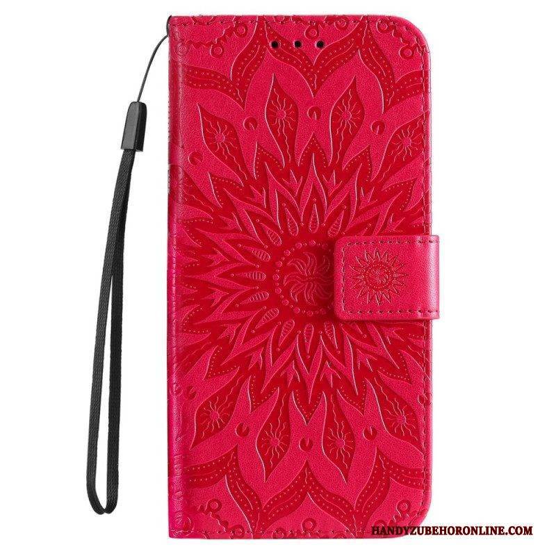 Flip Case Für iPhone 14 Pro Max Mandala-sonne Mit Schlüsselband