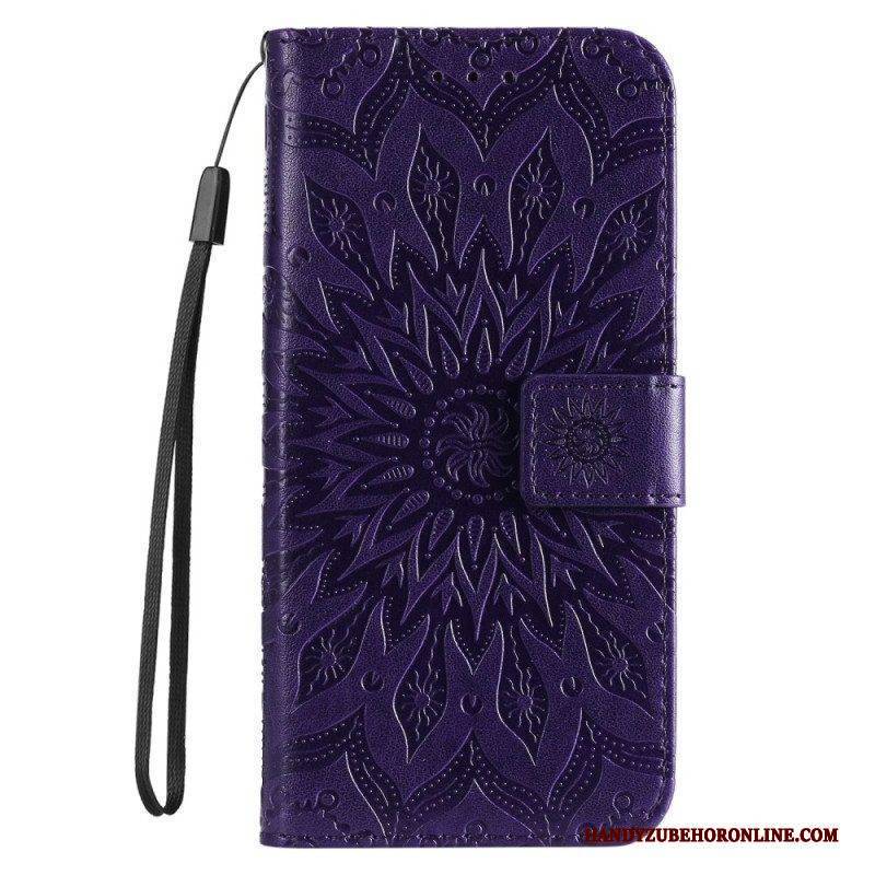 Flip Case Für iPhone 14 Pro Max Mandala-sonne Mit Schlüsselband