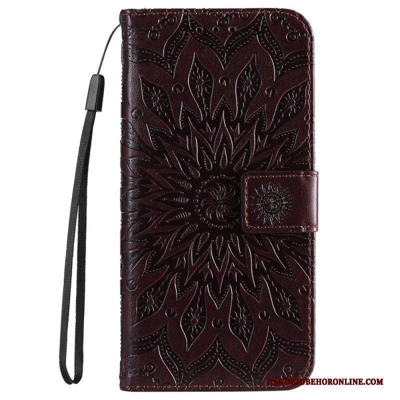 Flip Case Für iPhone 14 Pro Max Mandala-sonne Mit Schlüsselband