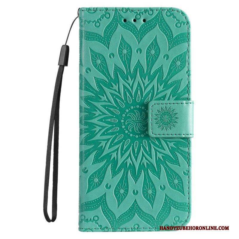 Flip Case Für iPhone 14 Pro Max Mandala-sonne Mit Schlüsselband