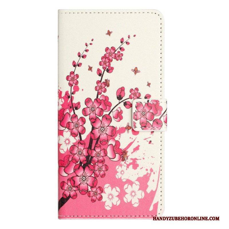 Flip Case Für iPhone 14 Pro Tropische Blumen