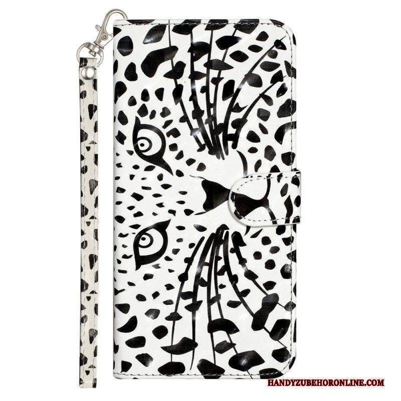 Flip Case Für iPhone 15 Pro Mit Kordel 3d-leopard Mit Riemen