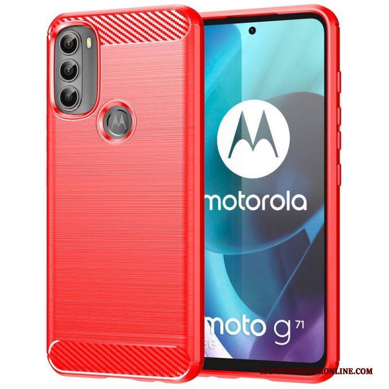 Handyhülle Für Moto G71 5G Gebürstete Kohlefaser