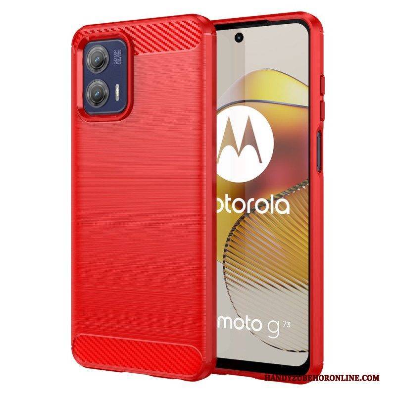 Handyhülle Für Moto G73 5G Gebürstete Kohlefaser