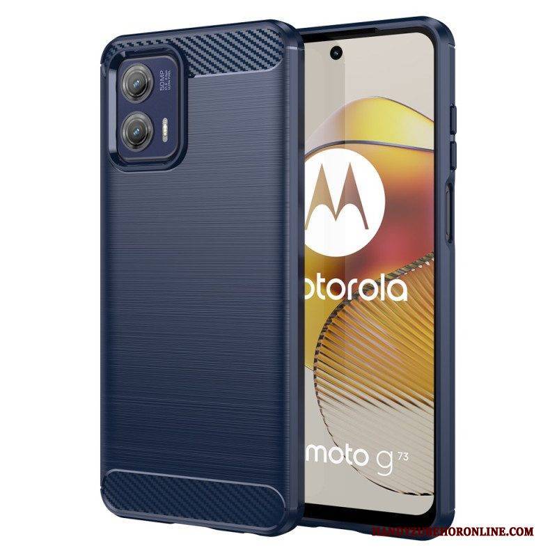 Handyhülle Für Moto G73 5G Gebürstete Kohlefaser