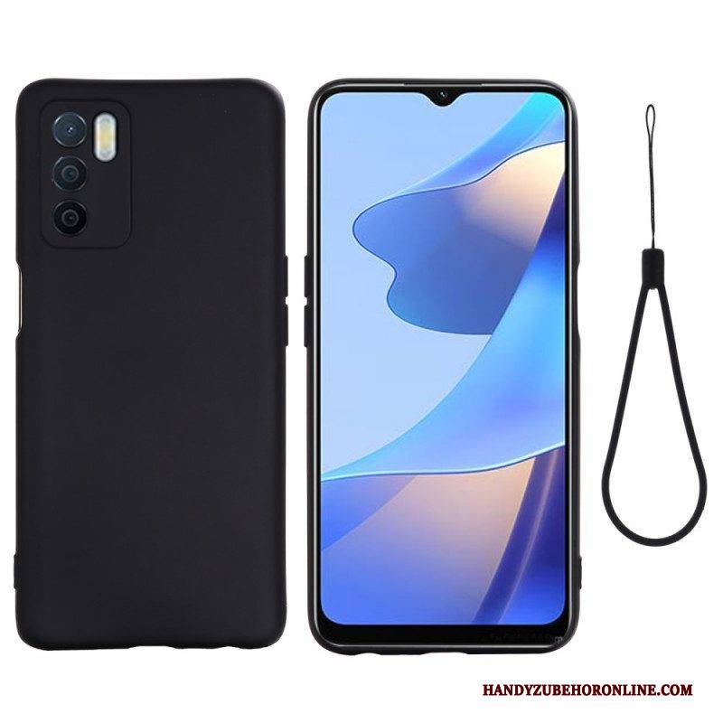 Handyhülle Für Oppo A16 / A16s Flüssiges Silikon Mit Lanyard