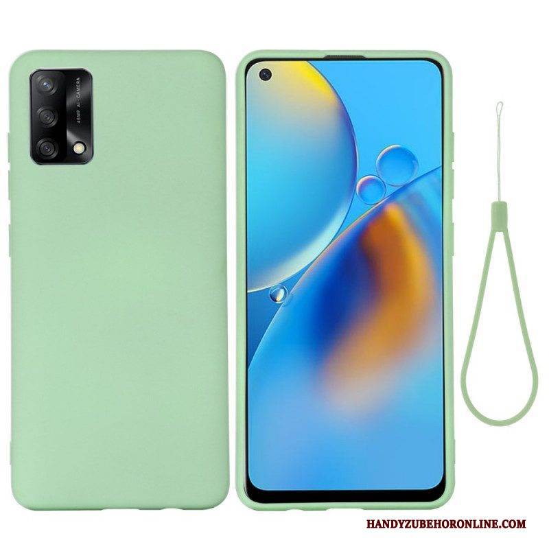 Handyhülle Für Oppo A74 4G Flüssiges Silikon Mit Lanyard