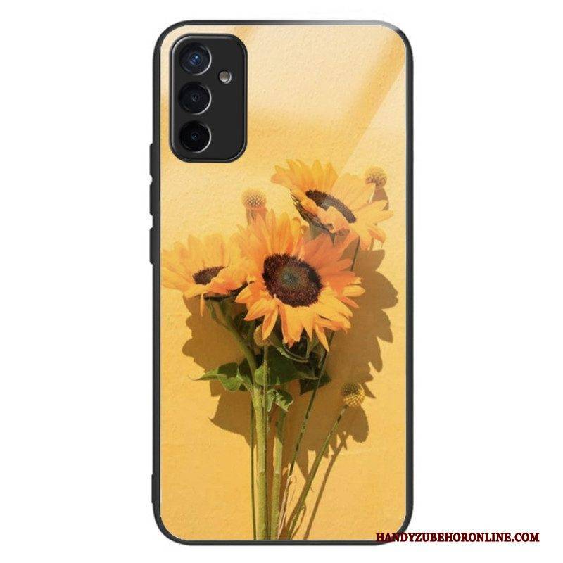 Handyhülle Für Samsung Galaxy M13 Sonnenblumen Gehärtetes Glas