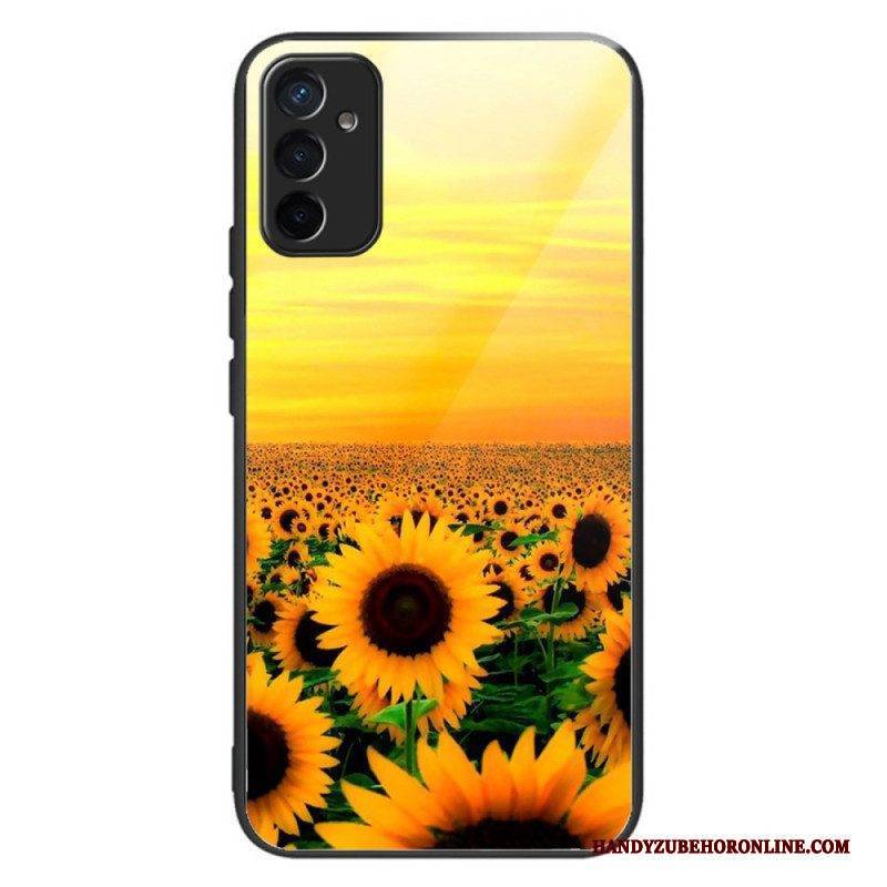 Handyhülle Für Samsung Galaxy M13 Variante „sonnenblumen“ Aus Gehärtetem Glas
