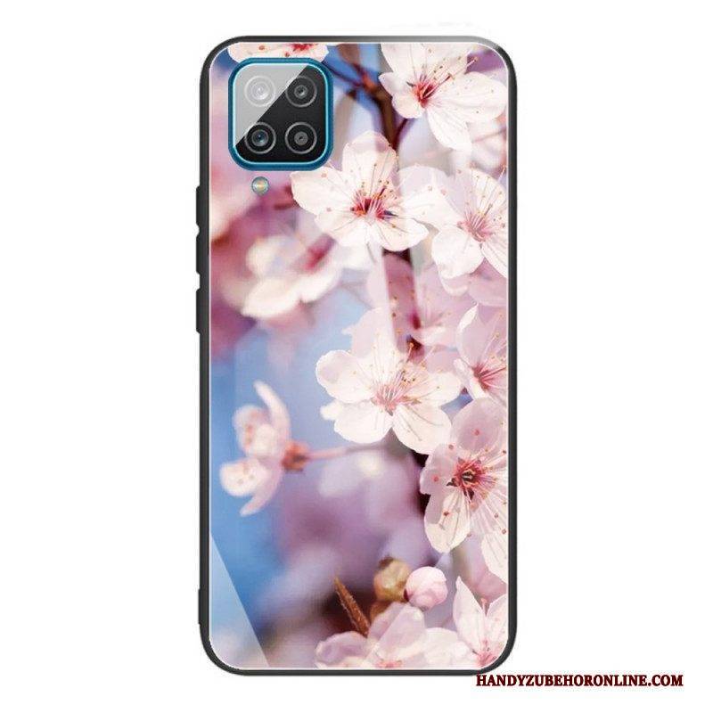 Handyhülle Für Samsung Galaxy M32 Blumen Aus Gehärtetem Glas