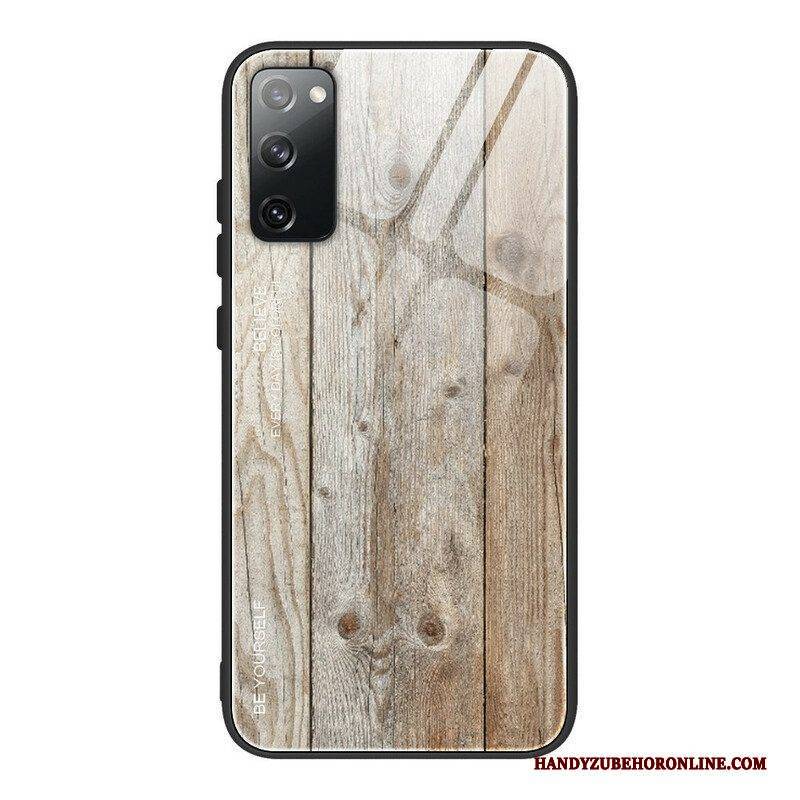 Handyhülle Für Samsung Galaxy S20 FE Holzdesign Aus Gehärtetem Glas