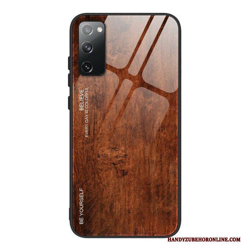 Handyhülle Für Samsung Galaxy S20 FE Holzdesign Aus Gehärtetem Glas