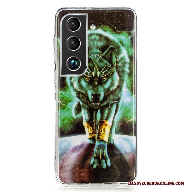 Handyhülle Für Samsung Galaxy S22 5G Fluoreszierender Wolf