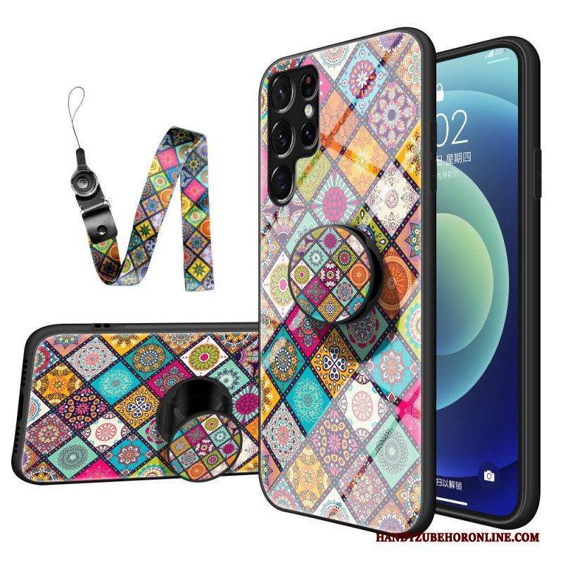 Handyhülle Für Samsung Galaxy S22 Ultra 5G Patchwork-magnethalter