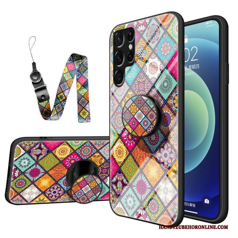 Handyhülle Für Samsung Galaxy S22 Ultra 5G Patchwork-magnethalter