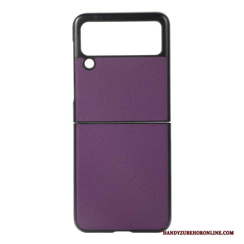 Handyhülle Für Samsung Galaxy Z Flip 3 5G Flip Case Echtes Litschi-leder