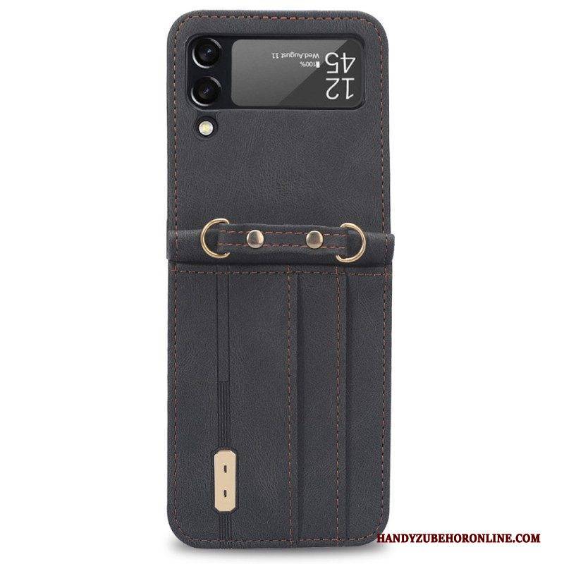 Handyhülle Für Samsung Galaxy Z Flip 3 5G Flip Case Kartenetui Und Schlüsselband Aus Leder Im Stil