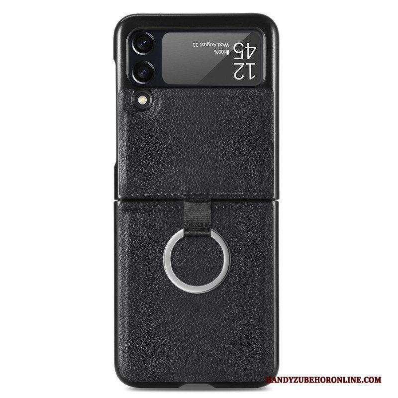 Handyhülle Für Samsung Galaxy Z Flip 3 5G Flip Case Ledereffekt Mit Ring