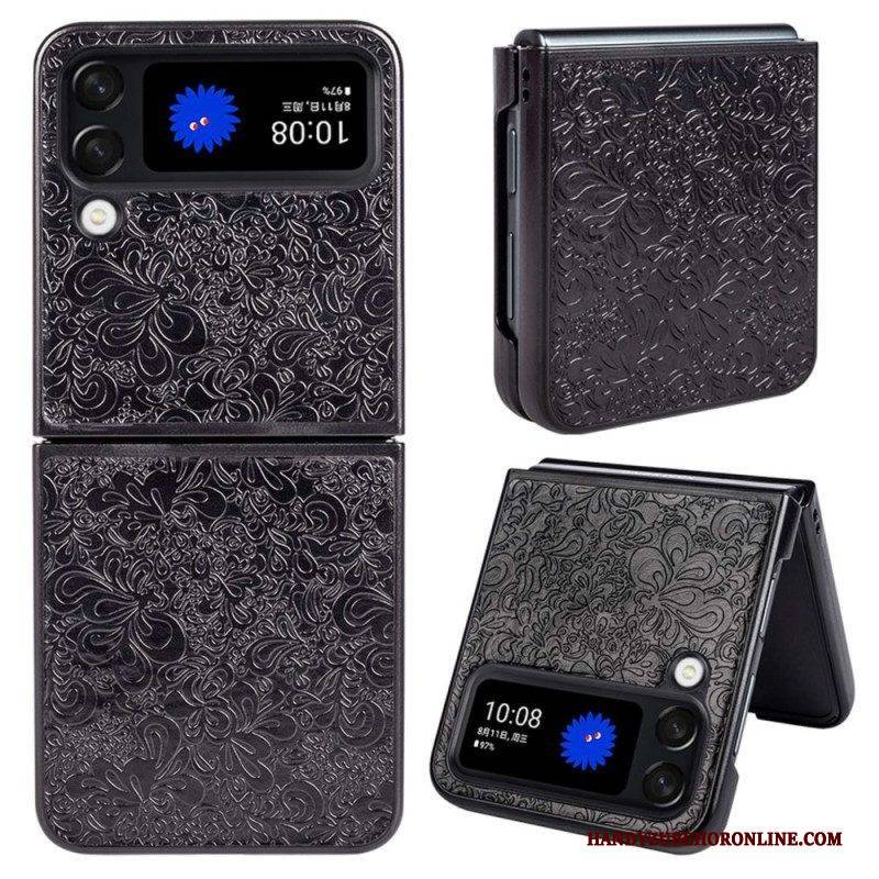 Handyhülle Für Samsung Galaxy Z Flip 4 Flip Case Barocker Ledereffekt