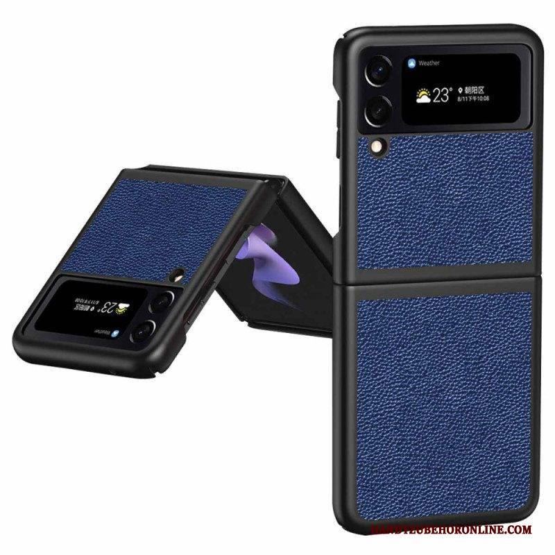 Handyhülle Für Samsung Galaxy Z Flip 4 Flip Case Echtes Litschifarbenes Leder