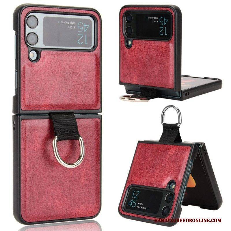 Handyhülle Für Samsung Galaxy Z Flip 4 Flip Case Lederstil Mit Ring