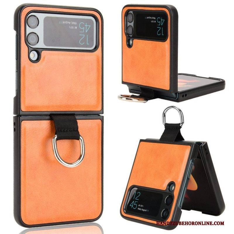 Handyhülle Für Samsung Galaxy Z Flip 4 Flip Case Lederstil Mit Ring