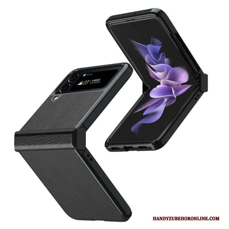 Handyhülle Für Samsung Galaxy Z Flip 4 Flip Case Metallkanten Aus Litschileder