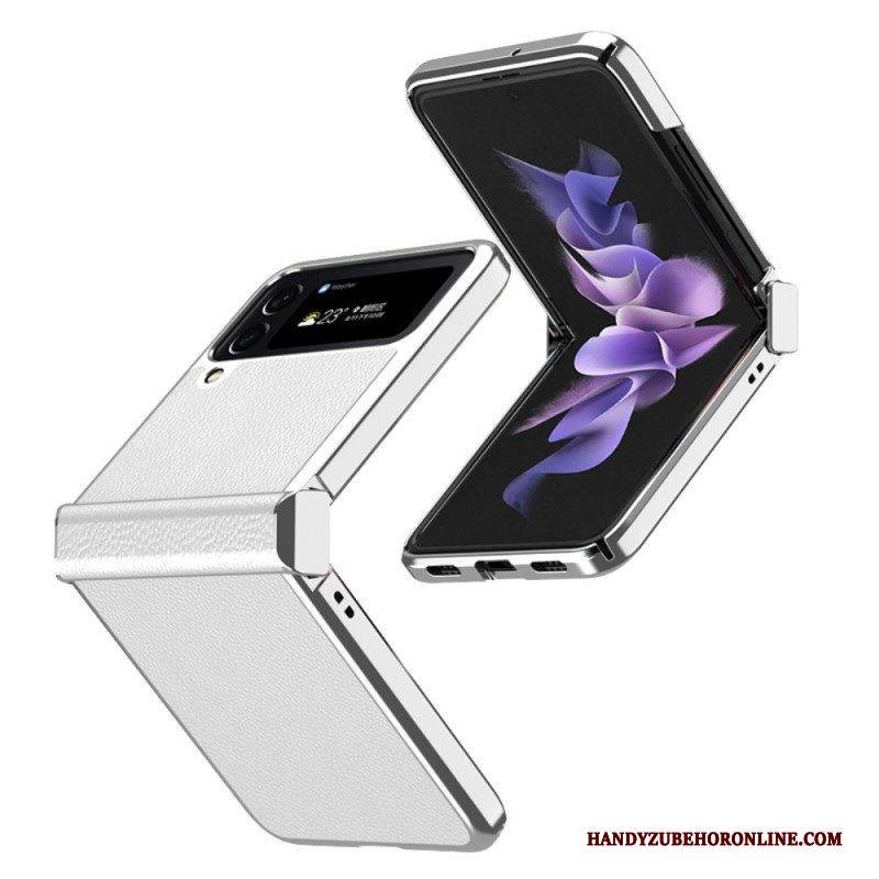 Handyhülle Für Samsung Galaxy Z Flip 4 Flip Case Metallkanten Aus Litschileder